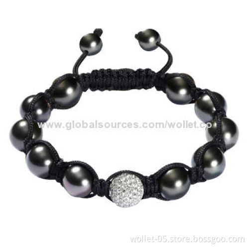 Power Product Hematite Pearl Beaded Bracelet, Fashionable Accessory for Girls, CZ Stone